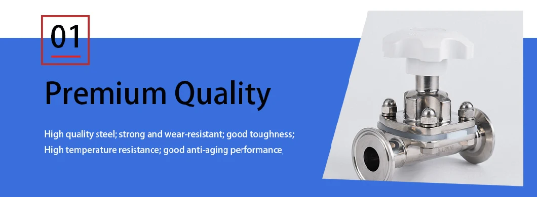 Sanitary Stainless Steel 304/316L Tee Type Diaphragm Valve